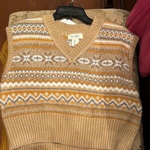 Jessica Simpson Tan and White V-Neck Sweater vest